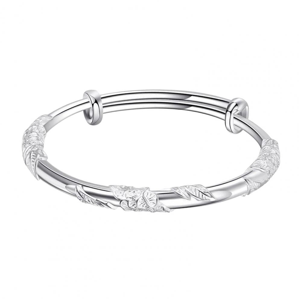 

Браслет из сплава в китайском стиле с серебряным цветком и тиснением, женский браслет, регулируемое запястье, легкий браслет в подарок на годовщину серебряный