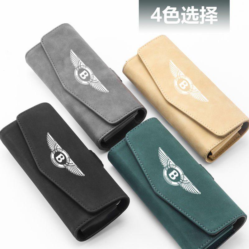 Suede Car LOGO Visor Glasses Storage Box Sunglasses Accessories For New Bentley Flying Spur Continental GT Bentayga Mulsanne