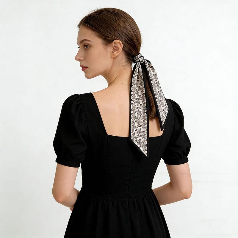1Pc Silk Scarf Versatile Long Gift Ponytail Ribbon Temperament Bag Straps Soft Printed