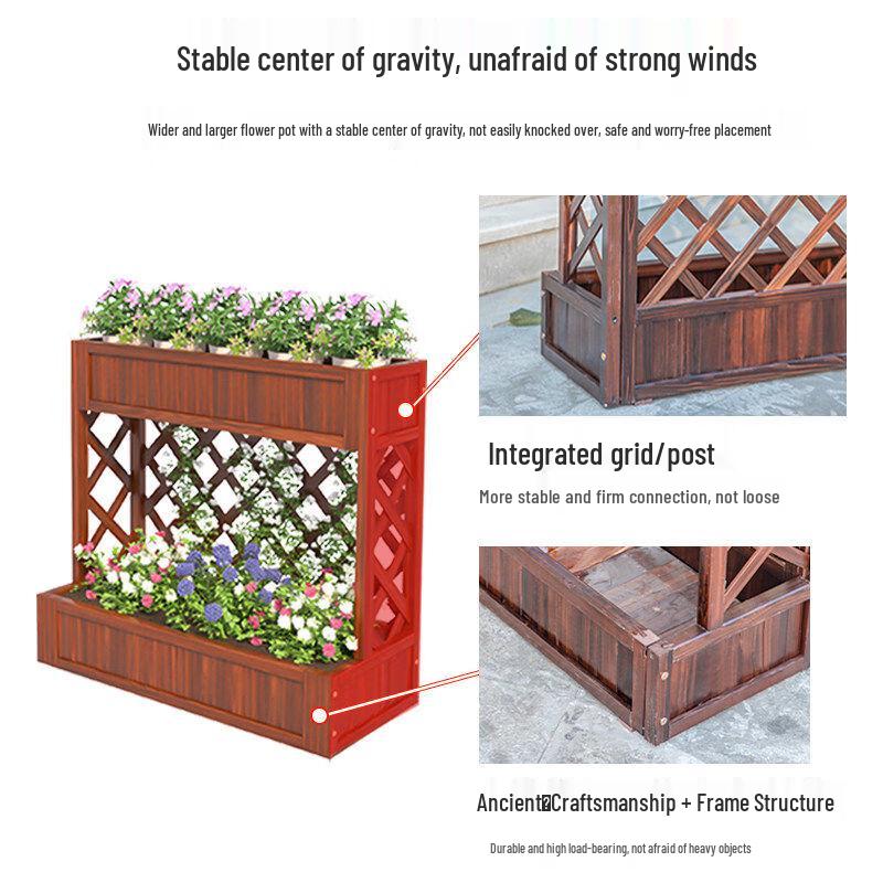 Nuoshuer Outdoor Solid Wood Planter Box with Partition