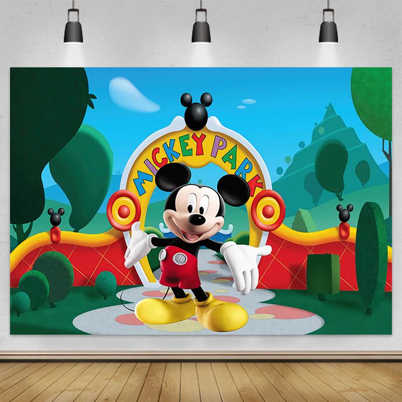 Disney Cartoon Mickey Mouse Family Photo Background, Happy Birthday Party, Baby Shower Decoration Banner, Photography Props