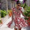 New Summer Sexy Dress Vacation Style Elegant Slim Fit Printed Tie-waist A-line Skirt for Women