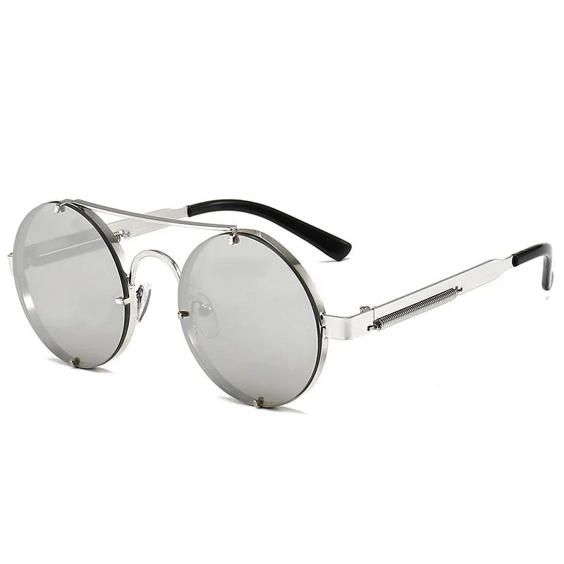Metal Round Steampunk Rimless Sunglasses Women Fashion Brand Designer Vintage Elastic Sun Glasses For Men Lentes
