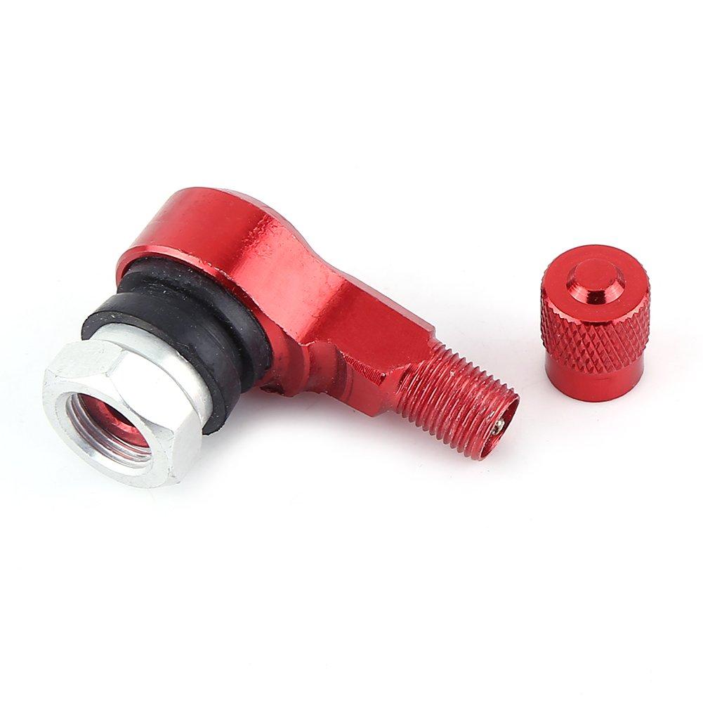 Tire Valve, 2pcs 11.3mm Universal Motorcycle Aluminum Wheel Tire Valve Stem Cap 90 Degree (Valve Stem Extension) (Red)