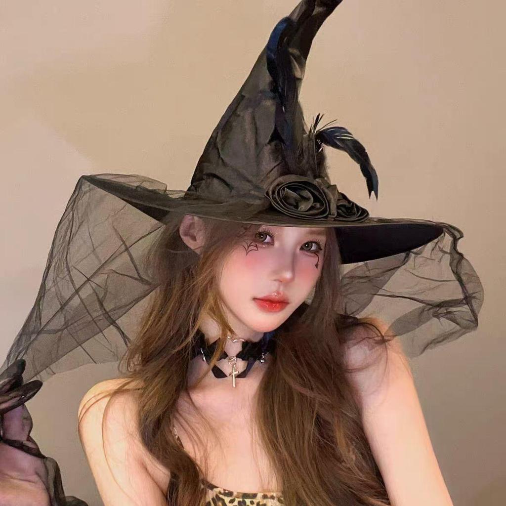 Halloween costume wizard hat cos witch hat party witch decoration props black witch hat