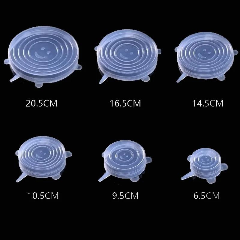 6PCS Silicone Stretch Lids Universal Silicone Food Wrap Bowl Pot Lids Silicone Cover Pan Cooking Kitchen Accessories Supplies