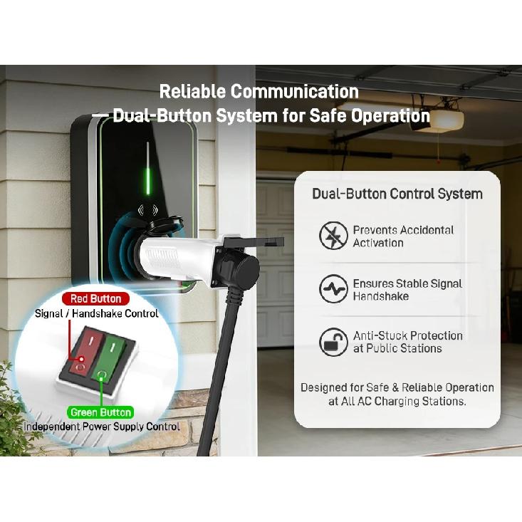 RamTouch Type 2 to Schuko Adapter for Charging Stations & Wallboxes (230V, 16A, 3.7kW) | Type 2 Male Plug to Schuko Mains Socket