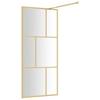 Walk In Shower Screen with Tempered Clear Glass and Gold Frame 80 X 195 Cm