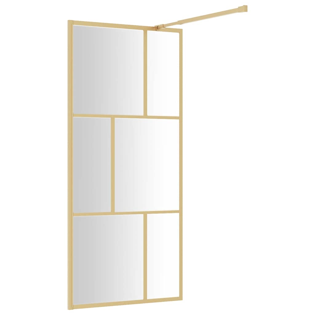 Walk In Shower Screen with Tempered Clear Glass and Gold Frame 80 X 195 Cm