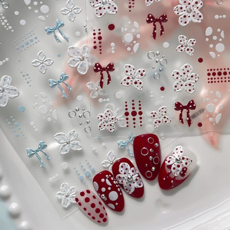 Fiore,Pois,Papillon Adesivo per Unghie Autoadesivo Decorazioni Decalcomanie Fai da Te Manicure Scrapbooking Diario Adesivo