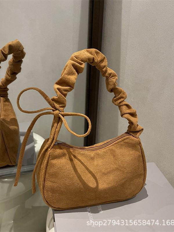 

Жіноча модна замшева сумка через плече та під пахву зі складками 2025 - Проста та стильна коричневий