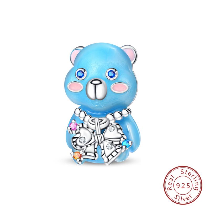 100% Copper Cute Little Bear Butterfly Flamingo Charms Beads Rose Princess Pendants Fit Diy Bracelets Jewelry Gifts