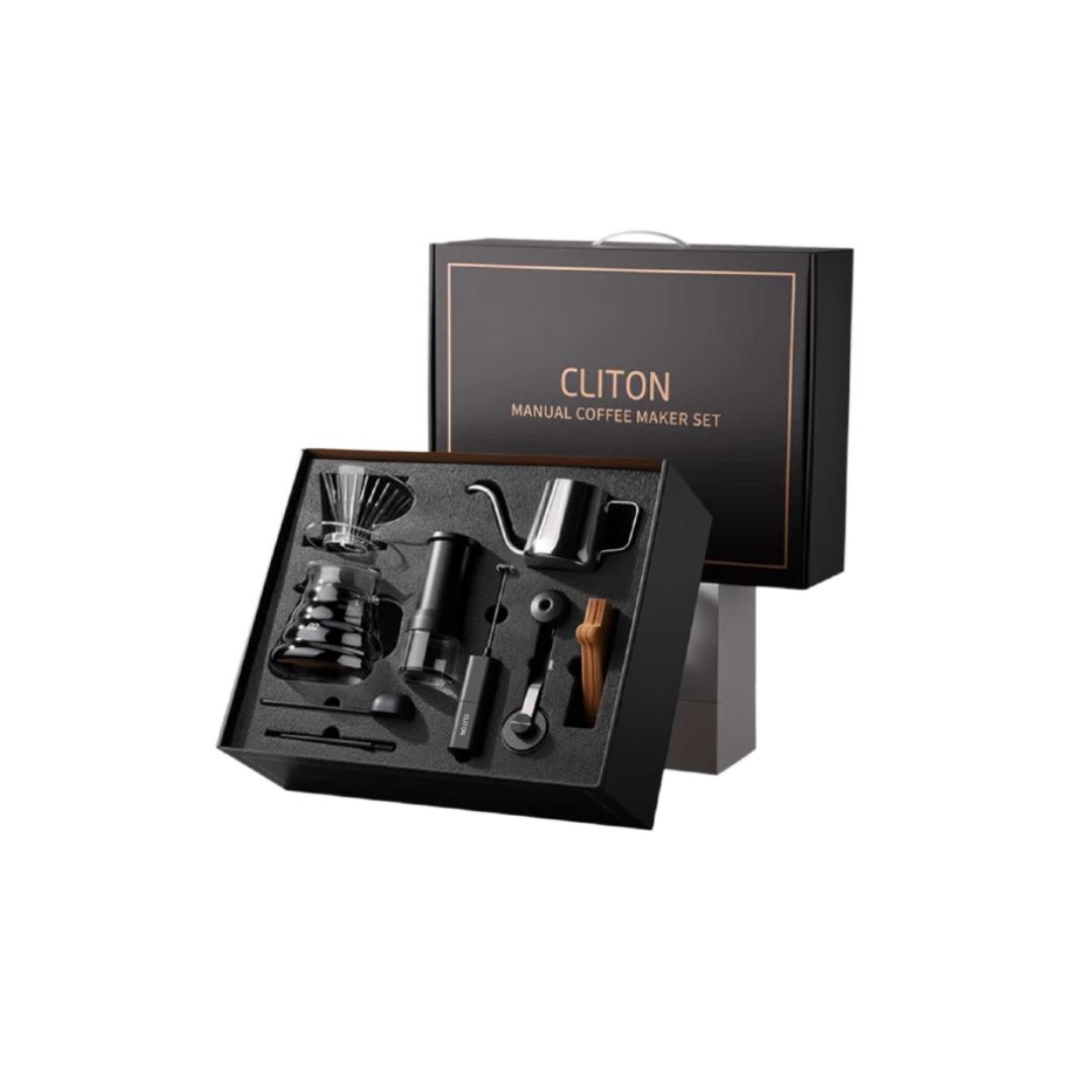

CLITON Hand-Crank Coffee Grinder, Coffee Bean Grinder, Manual Coffee Grinder, Coffee Pot, Filter Cup, Pour-Over Kettle, чорний