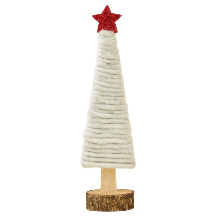 

Wool Felt Reindeer Santa Figure Ornament with Wood Base Christmas Tree Decoration For Holiday Tabletop Mantels Display