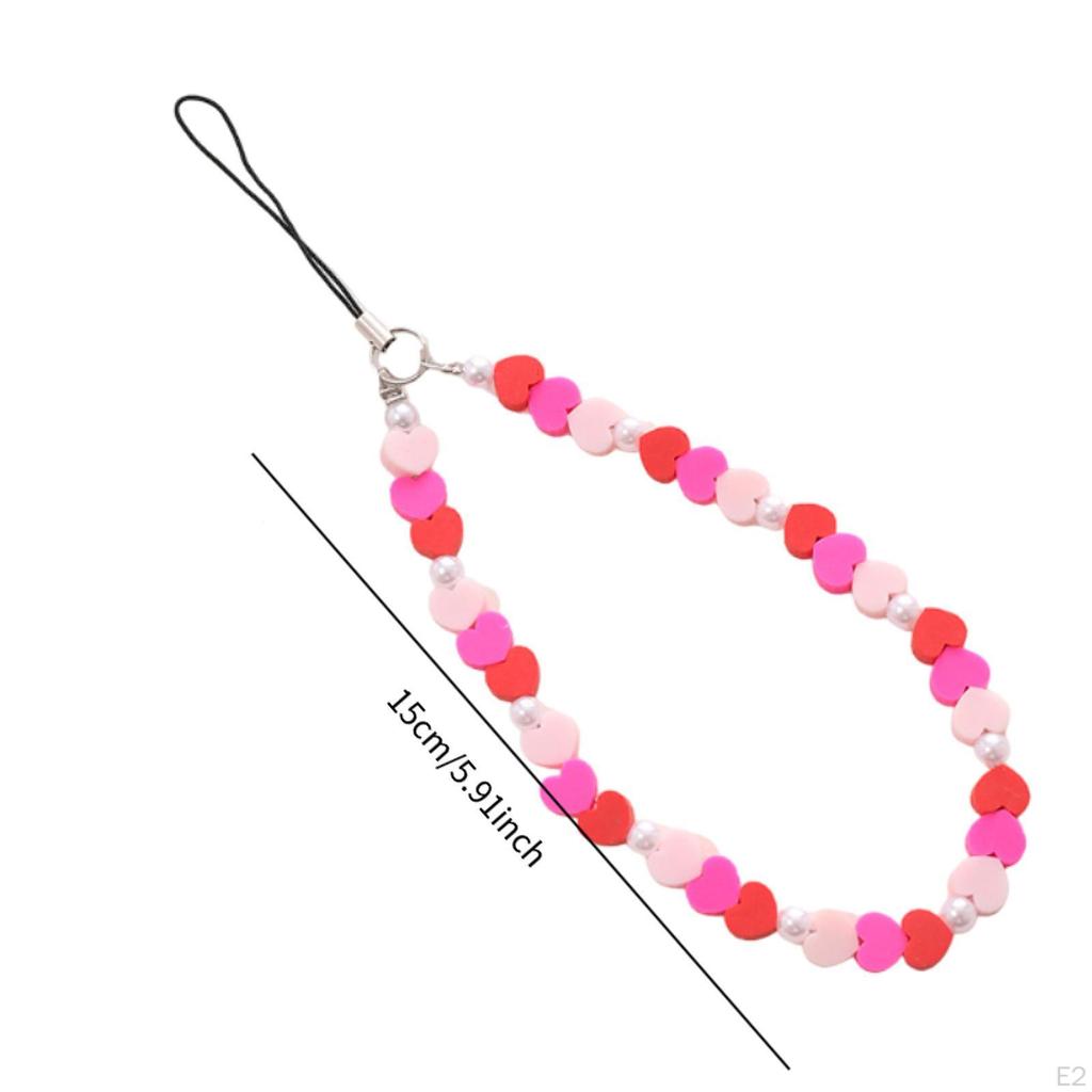 Cartoon Beaded Phone Lanyard Case Wrist Strap Wristlet Lightweight Stylish Key Chains Jewelry