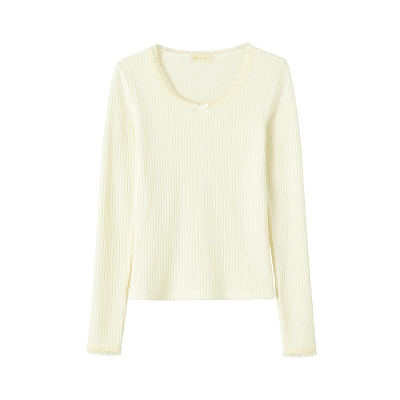 Micro Transparent Sexy Lace Lace T-shirt Women's Long Sleeve Autumn New Pure Want To Base Shirt