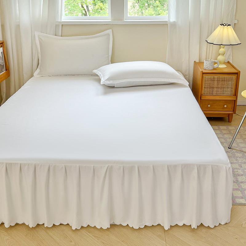 Non-Slip Solid Color Bed Skirt & Peach Skin Mattress Protector