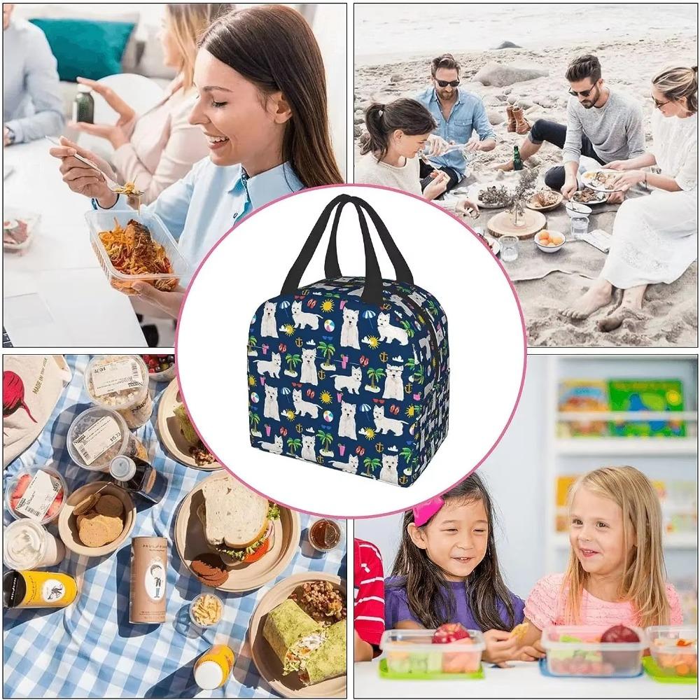 Beach Summer Tropical Dog Insulated Lunch Bag for Women Cooler Tote Box Leakproof Reusable Portable Lunch Bag Work School Picnic
