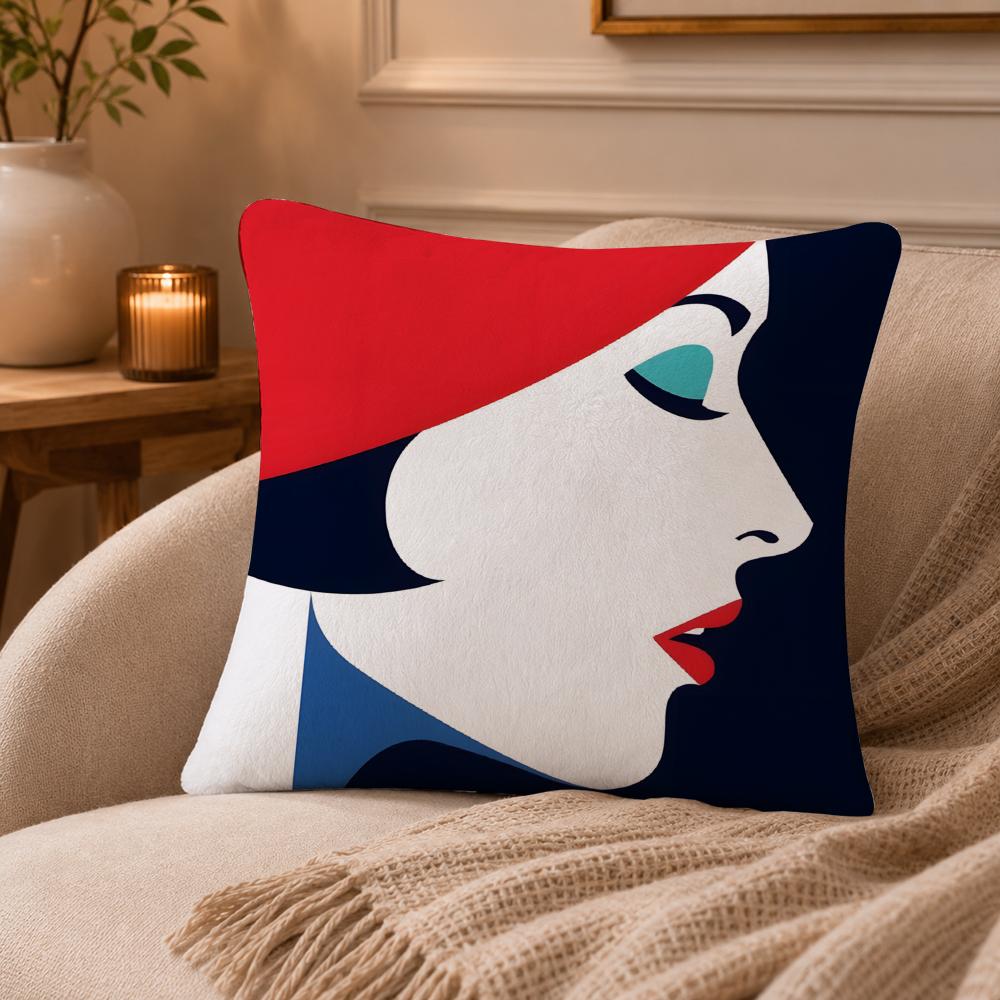 Pop style modern girlcreativity, fashion Cushion Cover Anti-dustmite Pillowcase Invisible zipper silky short plush Sofa cushion