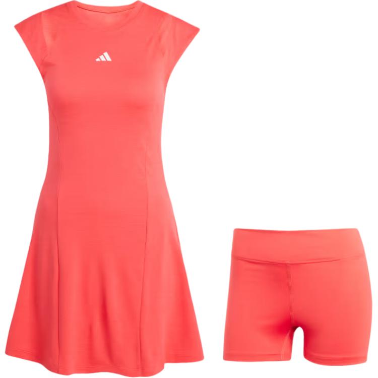 Adidas Tennis Pro Climacool Performance Slim Fit Cap Sleeve Moisture Wicking Tennis Dress With Inner Shorts Women Semi Lucid Red IN6166 L