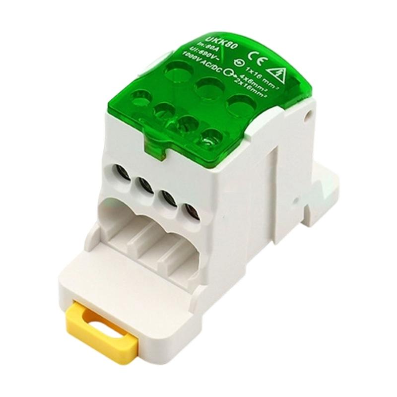 DIN Rail Mount Junction Box Terminals Block Brass Contacts Plastic Housing Industrial Electrical Distribution Solution