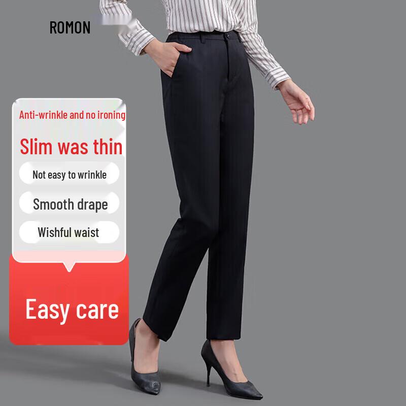 Romon Women's High-Waisted Straight-Leg Business Trousers