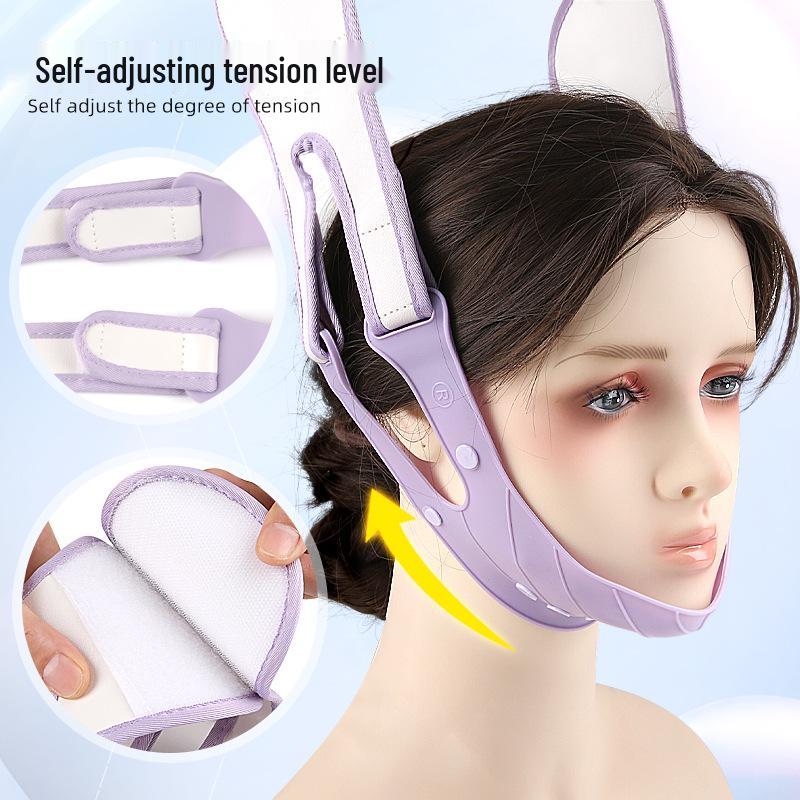 Adjustable Silicone Compression Face Mask Strap with Velcro, Non-Slip Double Chin Lifting Bandage with Massage Protrusion
