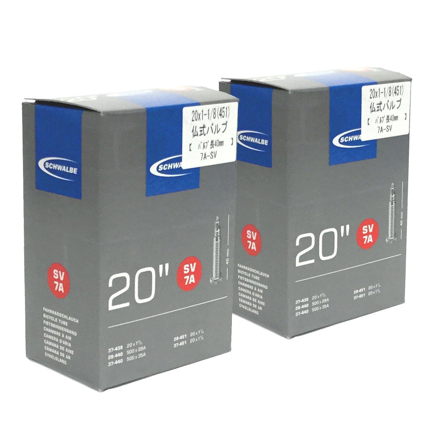 

SCHWALBE Genuine 20x11/8 (451) Presta Tubes with 40mm Valves (7ASV) (Set of 2)