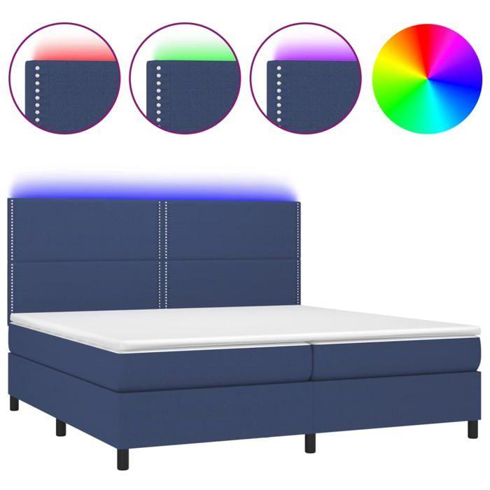 VidaXL Sommier à Lattes de Lit avec Matelas et LED, Lit Rembourré avec Tête de Lit, Lit Double, Lit Adulte de Chambre, 3134827