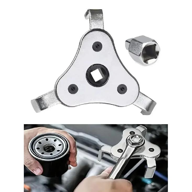 Universal Adjustable Oil Filter Wrench From 2-1/2 inch to 4.5 inch Oil Filter Wrench Tool Set With 3 Jaw Uninstall Removal Key