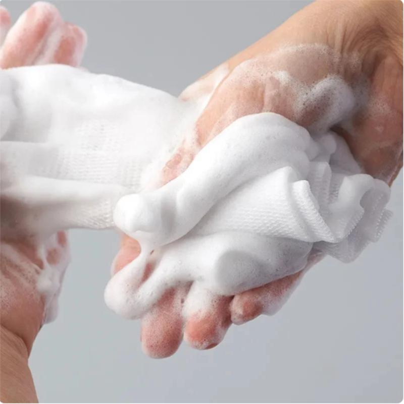 White Foam Soap Mesh Thickened Mesh Hangable Facial Cleanser Soap Mesh Bags Foaming Handmade Bag Household Cleaning Supplies