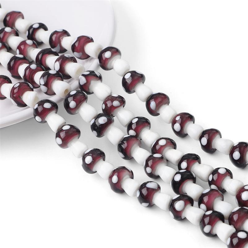 5-25Pcs Glazed Mushroom Glass Beads For DIY Jewelry Making Necklace Bracelet Earrings Craft Accessories