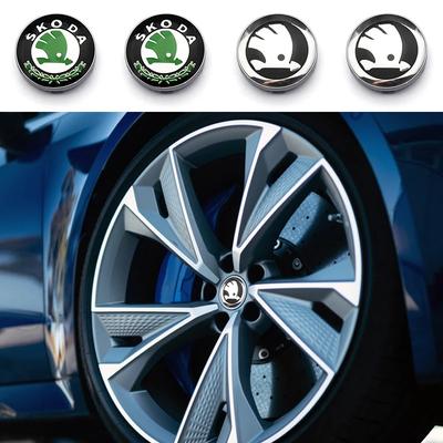2025 Hot 4pcs 56/60mm Car Wheel Center Hub Caps Protector Decorations For Skoda Octavia Rapid Kodiaq Karoq Superb Fabia Kamiq Vi