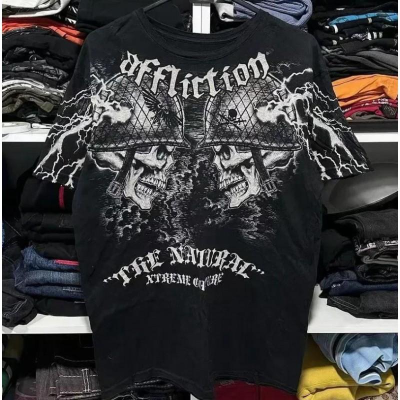 Y2K Vintage T Shirt Harajuku Hip Hop Crew Neck Short Sleeve Gothic Streetwear Unisex Tee
