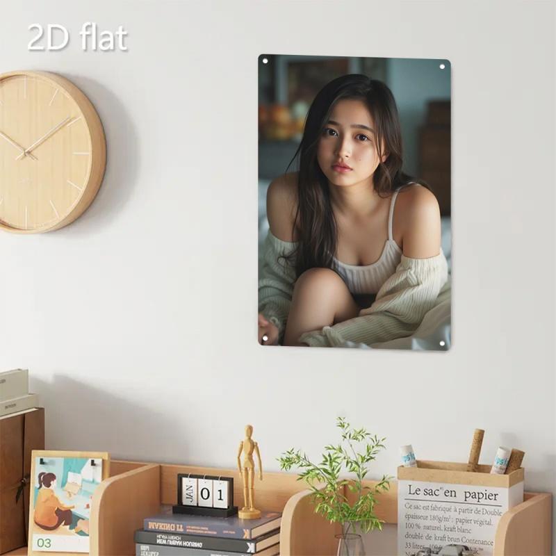 Metalowy Znak Reklamowy Vintage Elegancka Kobieta Retro Wystrój Domu Sztuka Ścienna Blacha