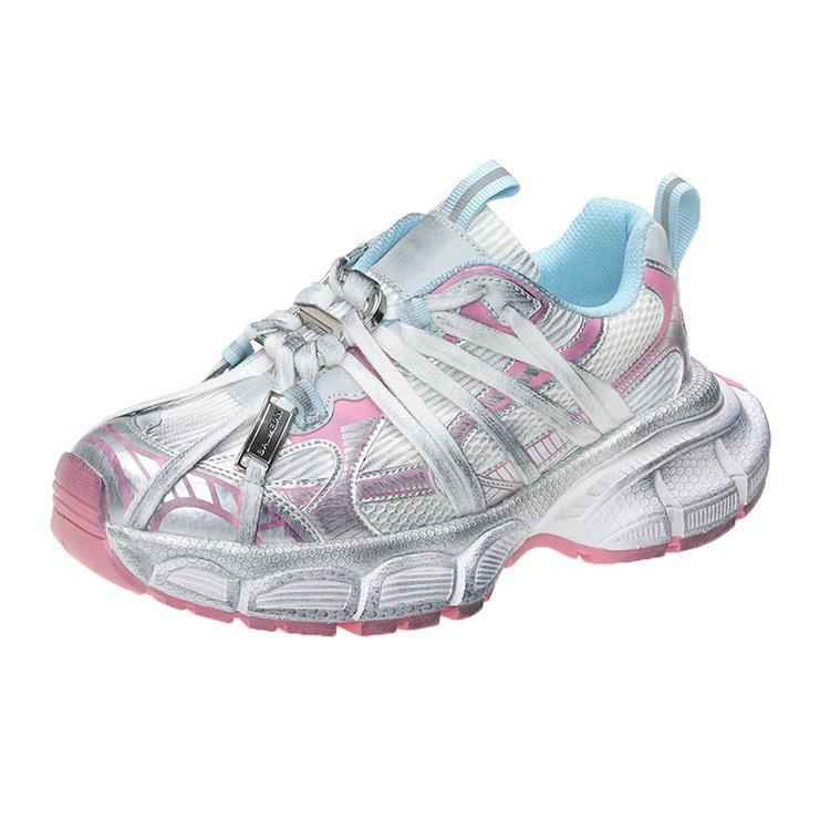 Leather version~ thick-soled heightening spider dad shoes 2025 new versatile polish fashion casual sports shoes single shoes