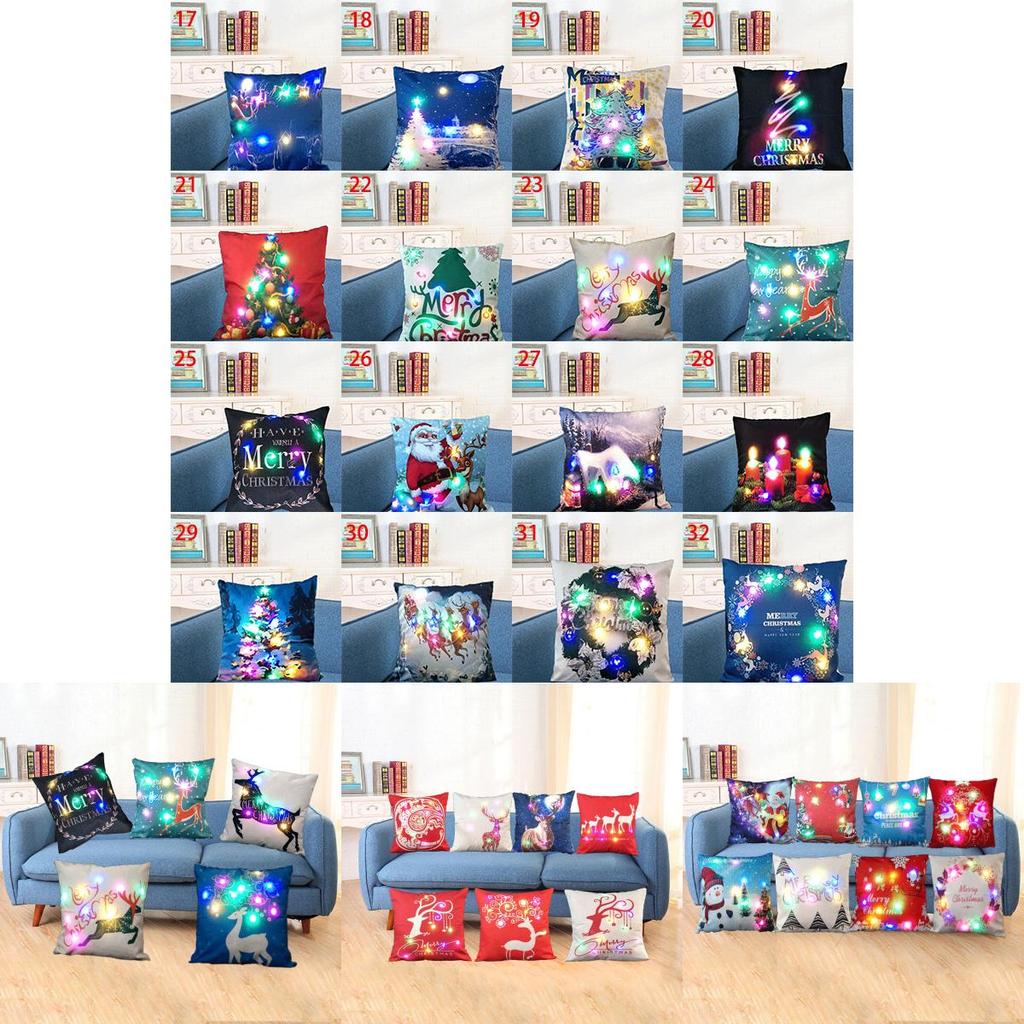 Luxurious Christmas Led Lights Linen Pillow Case For Festive Home Decor And Cozy Sofa