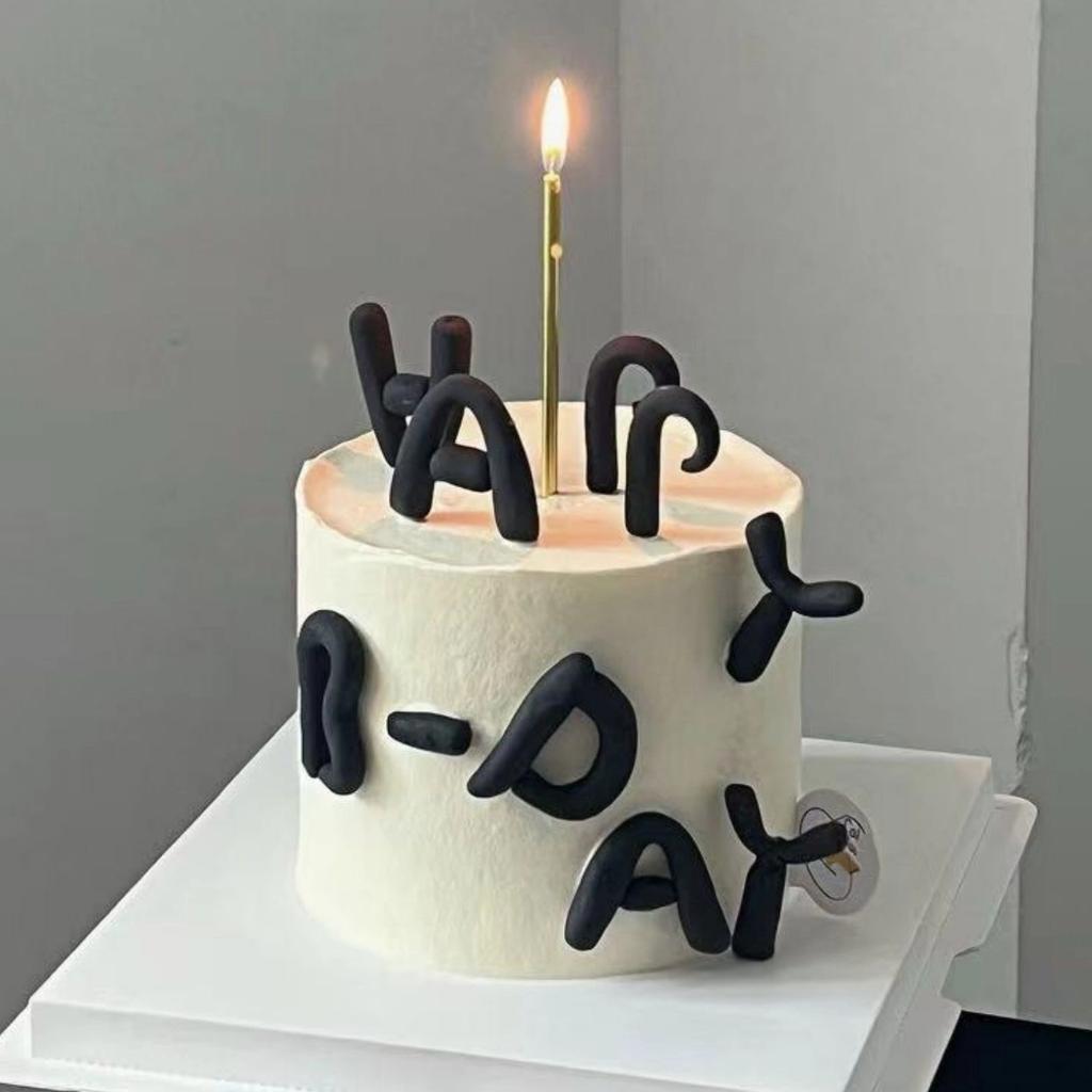 Black Happy Birthday Cake Topper Colorful Letters Insert For Cupcake Dessert Decoration Kids Birthday Party Decor Baking Tools