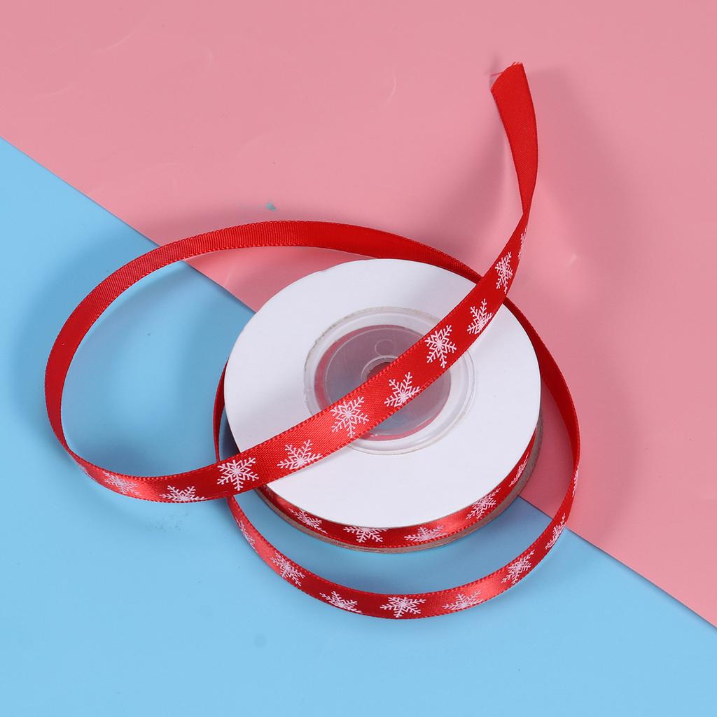 10 Meter Christmas Holiday Winter Grosgrain Ribbon Snowflakes Pattern Satin Ribbon For Candy Box Gift Wrapping DIY Crafts Patchw
