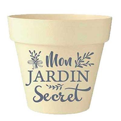 [Q6396] - 'Messages' Beige Grey Bamboo Planter (My Secret Garden) -  13. 5x15cm