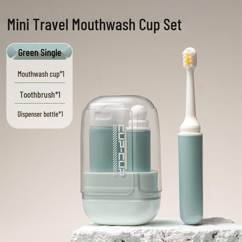 Portable Japanese Travel Wash Set: Folding Toothbrush, Mouthwash Cup & Storage Box