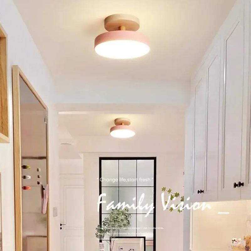 Modern Led Ceiling Lights Entrance Hallway Ceiling Lamps Balcony Wood Round Cloakroom Dining Room Study Bedroom Lighting