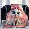 1pc Cute Cartoon Cat with Pink Bowknot Blankets, Cartoon Blanket, for Decorating Your Own Sofa and Living Room, Super Soft Flannel, for All