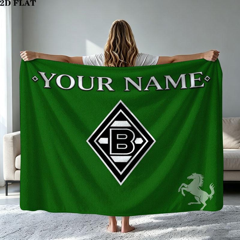 1PC Borussia Custom Name Patterned Flannel Blanket Suitable For All Seasons for Home Decor Warmth and Comfort Gifts Holiday Present