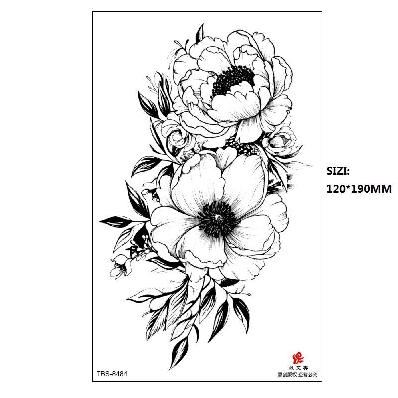 Black Butterfly Owl Sunflower Set Water Transfer Simulation Temporary Tattoo Sticker