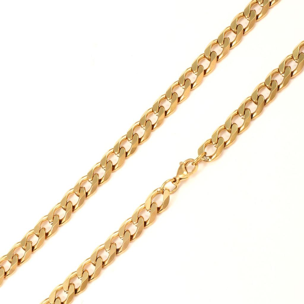 European & American Fashion Hip Hop Necklace Bracelet: Six-Sided Grind, Light Luxury Stainless Steel Plain Chain
