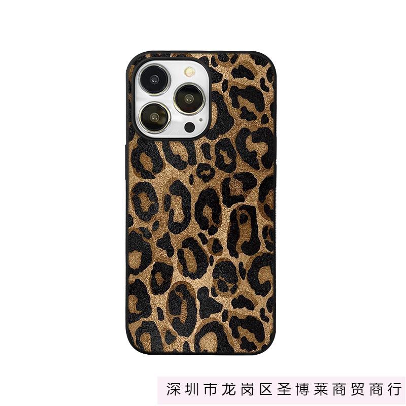 Leopard print is suitable for Apple 13 mobile phone case iphone12promax cover 14/11/xsmax/xr matte black 78 women