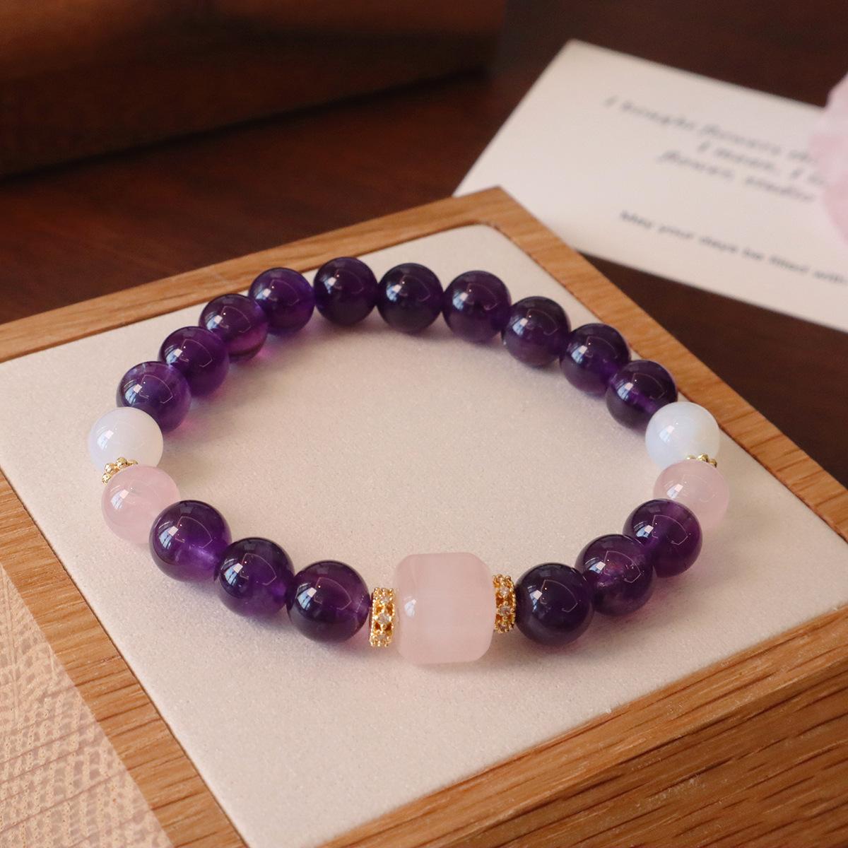 

8MM Natural Amethyst Bracelet Bangles Women Fashion Jewelry daily accessories Gift
