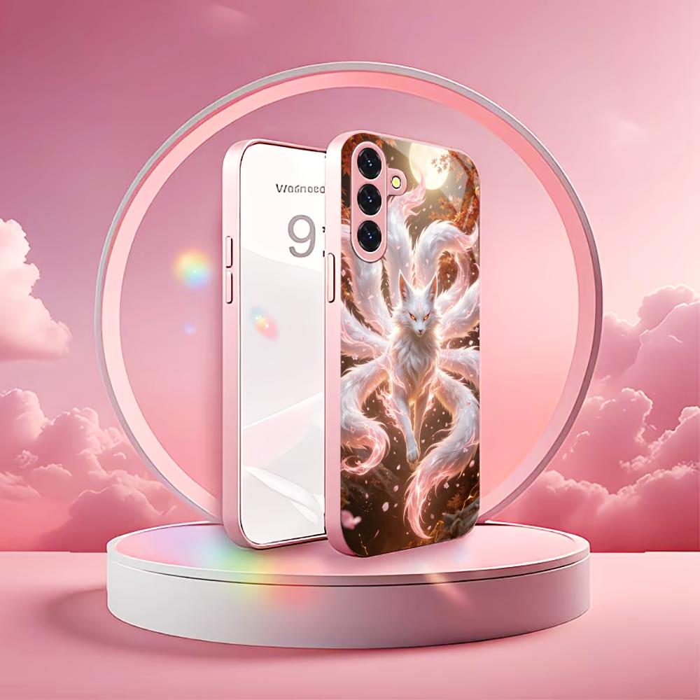 High Gloss Fantasy Fox Phone Case S26 Ultra Case Glass Mobile Phones for Samsung Galaxy S26 S25 S24 S23 S22 FE Ultra Plus
