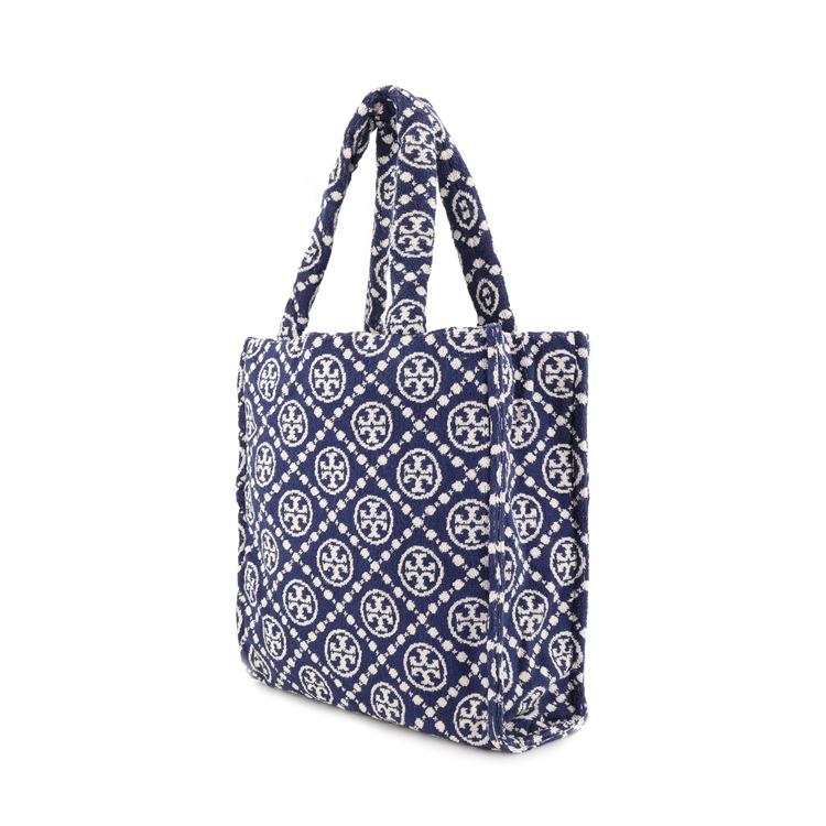 Tory Burch T Monogram Double T Logo Diamond Pattern Large Capacity Commuter Tote Bag Women Tote Navy-Blue 149296-405